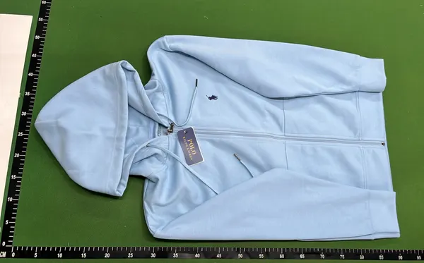 Heather Gray Zip-Up Hoodie With Drawstring Hood — warehouse QC photo 2