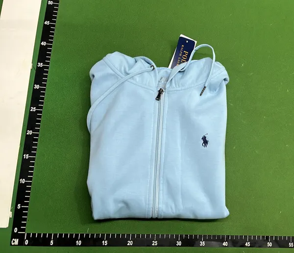Heather Gray Zip-Up Hoodie With Drawstring Hood — warehouse QC photo 4