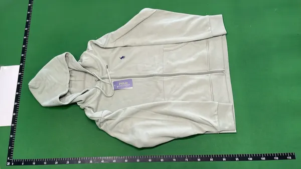 Heather Gray Zip-Up Hoodie With Drawstring Hood — warehouse QC photo 6