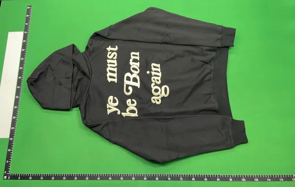 Puff Print Slogan Pullover Hoodie — warehouse QC photo 2