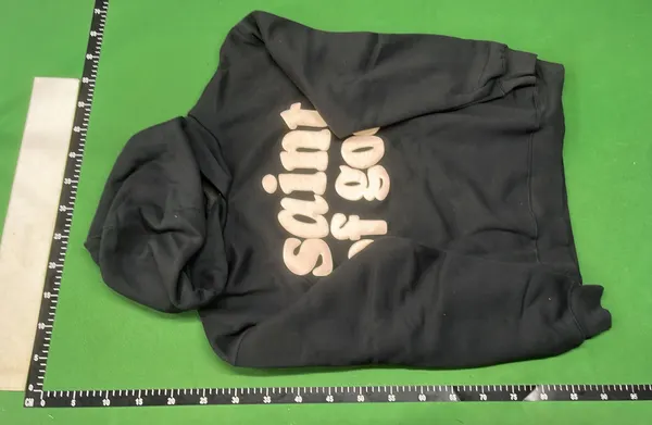 Puff Print Slogan Pullover Hoodie — warehouse QC photo 6