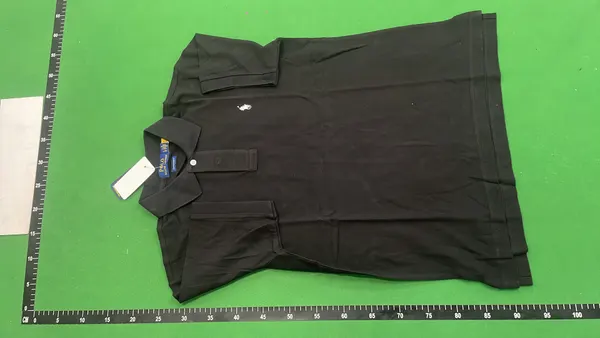 Black Pique Cotton Short-Sleeve Polo Shirt — warehouse QC photo 2