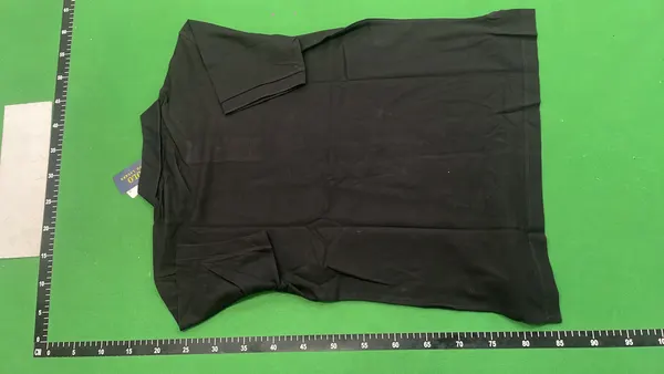 Black Pique Cotton Short-Sleeve Polo Shirt — warehouse QC photo 3