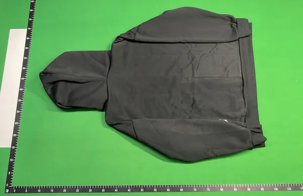 Black Zip-Up Hoodie With Graffiti Puff Print — warehouse QC photo 3
