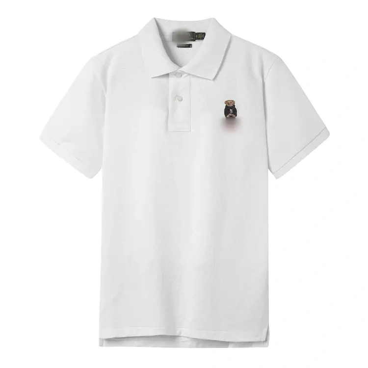White Pique Knit Polo Shirt With Chest Embroidery — merchant catalogue photo