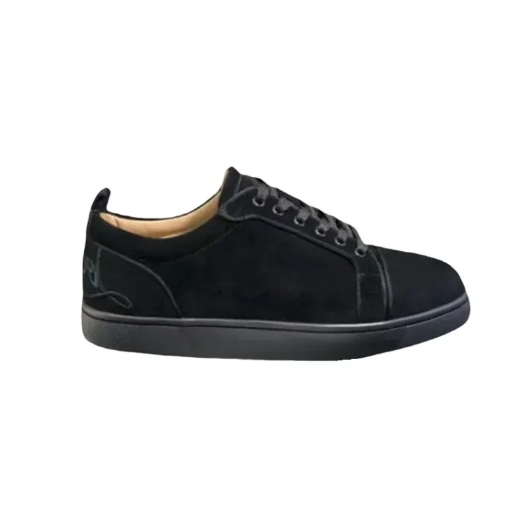 Black Suede Low-Top Sneakers With Flat Sole — merchant catalogue photo