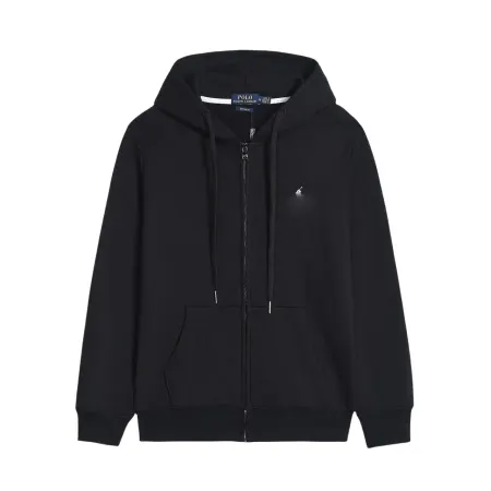 Black Full Zip Hoodie With Drawstring Hood — merchant catalogue photo