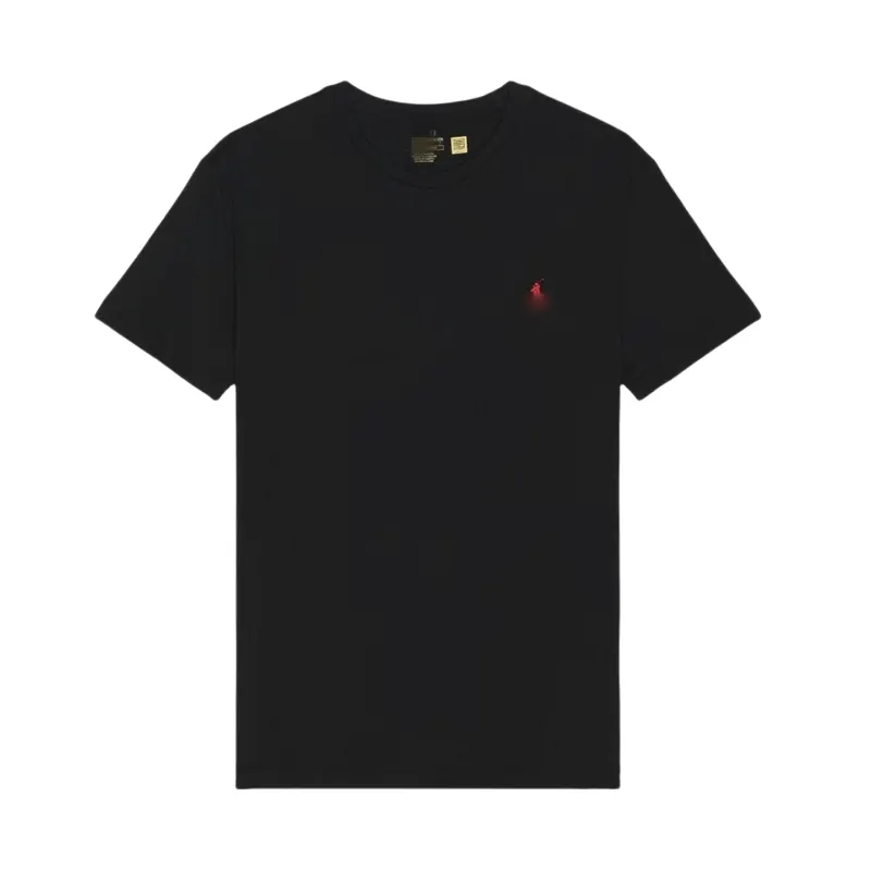 Black Cotton T-Shirt With Embroidered Chest Logo — merchant catalogue photo