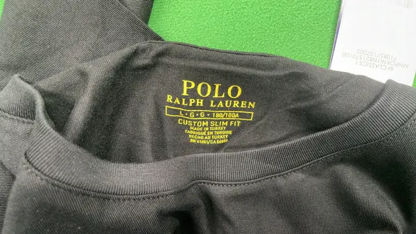 Black Cotton T-Shirt With Embroidered Chest Logo — warehouse QC photo 1
