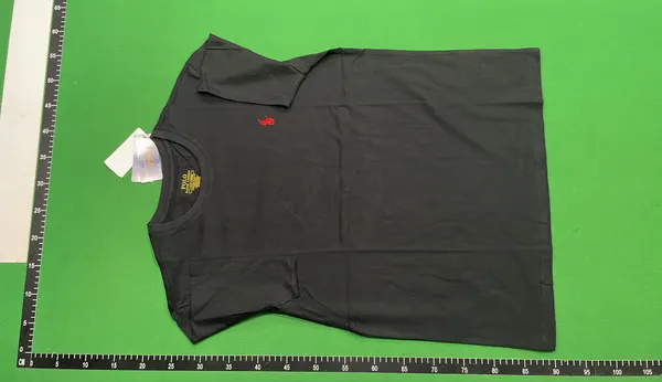 Black Cotton T-Shirt With Embroidered Chest Logo — warehouse QC photo 2