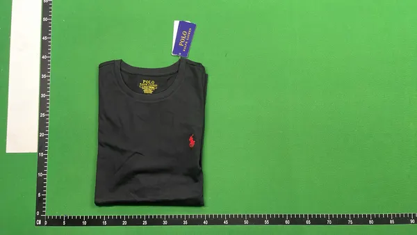 Black Cotton T-Shirt With Embroidered Chest Logo — warehouse QC photo 4