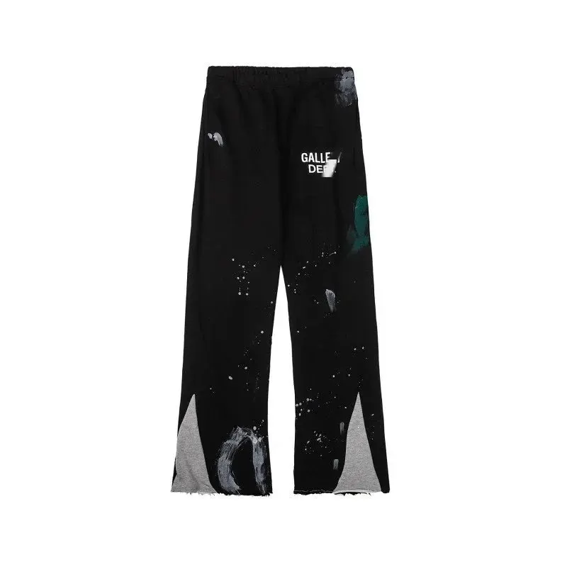 Black Paint Splatter Sweatpants With Split Hems (Grey) — merchant catalogue photo