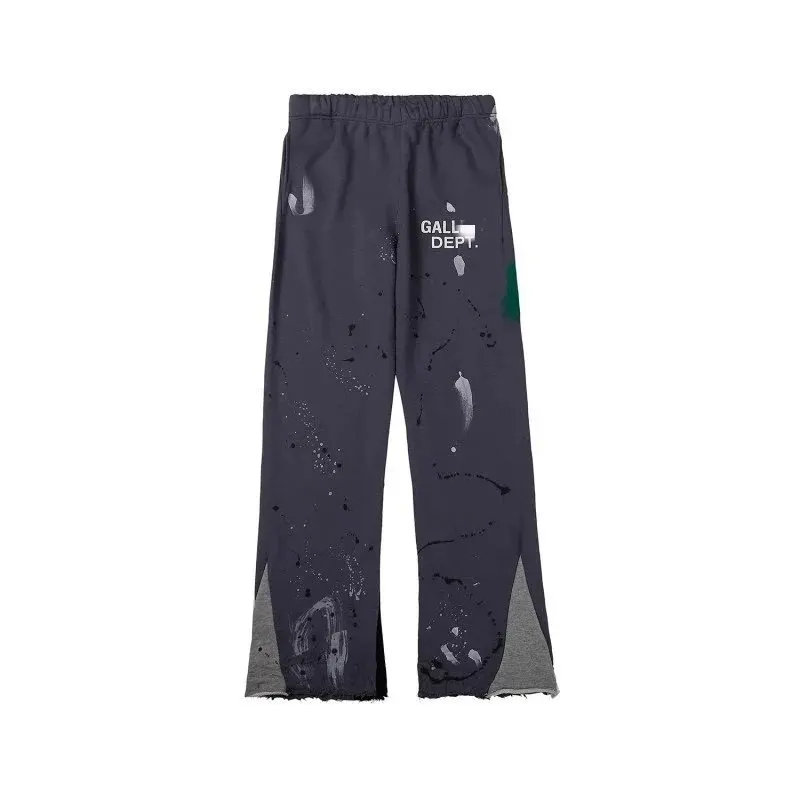 Black Paint Splatter Sweatpants With Split Hems (Blue) — merchant catalogue photo