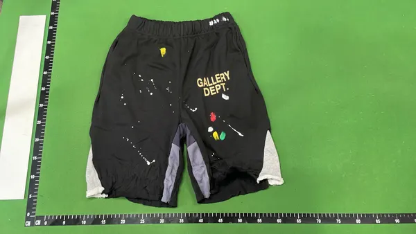 Black Paint Splatter Sweatpants With Split Hems (Blue) — warehouse QC photo 2