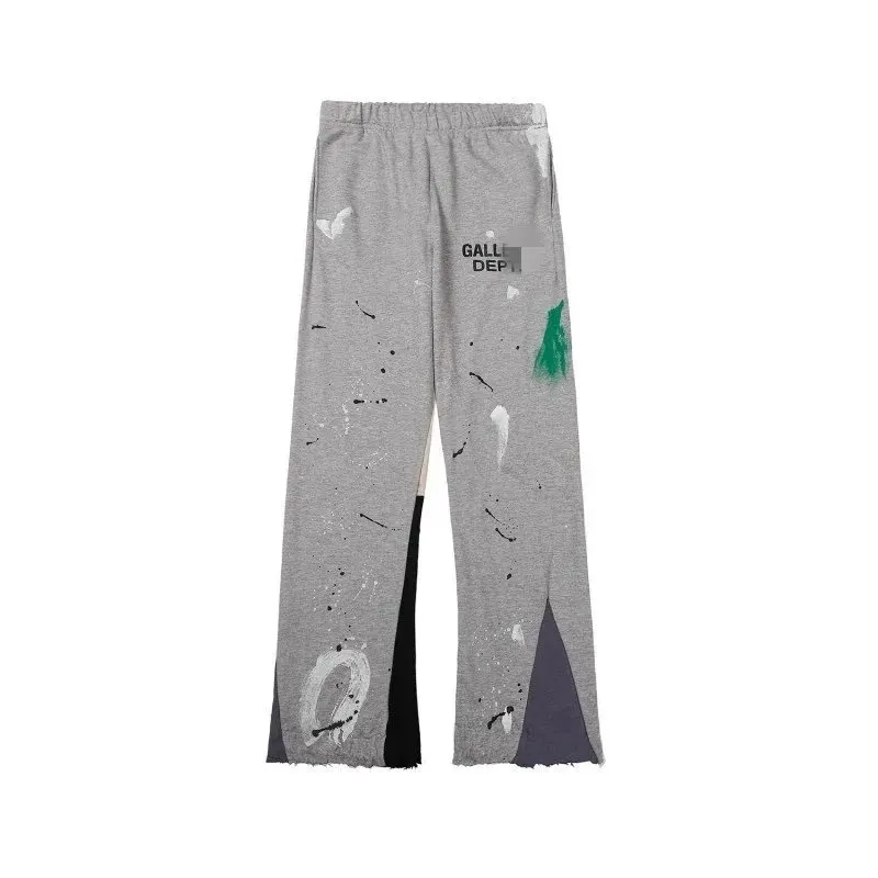 Black Paint Splatter Sweatpants With Split Hems (White) — merchant catalogue photo