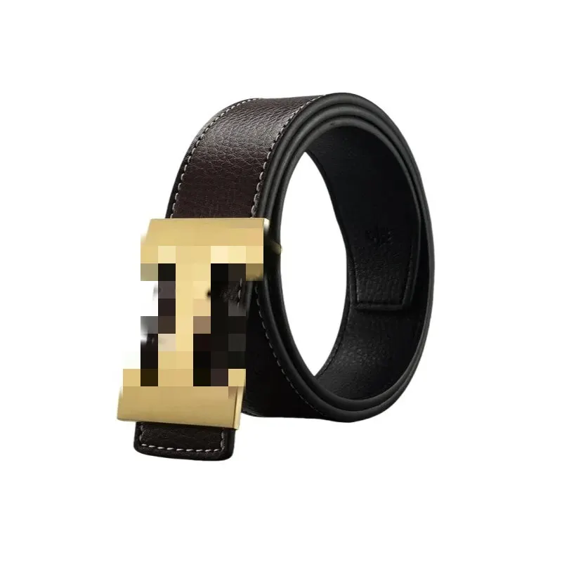 Black Leather Belt With Gold Plaque Buckle — merchant catalogue photo