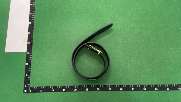 Black Leather Belt With Gold Plaque Buckle — warehouse QC photo 6