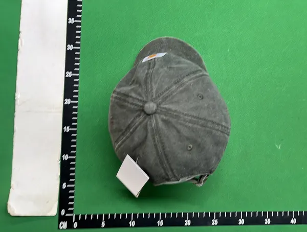 Washed Black Cotton Dad Cap With Square Patch — warehouse QC photo 2