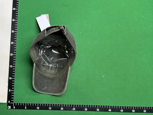 Washed Black Cotton Dad Cap With Square Patch — warehouse QC photo 3