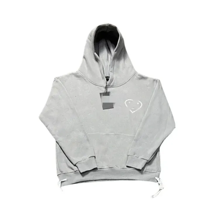 Grey Oversized Hoodie With Tonal Heart Print — merchant catalogue photo