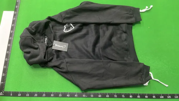 Grey Oversized Hoodie With Tonal Heart Print — warehouse QC photo 2