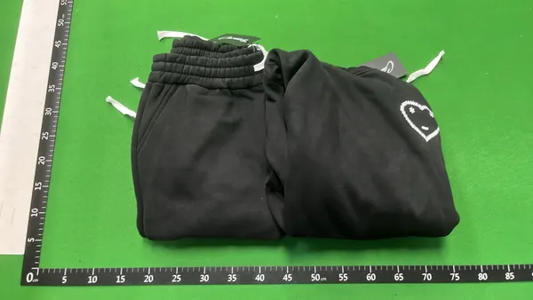 Grey Oversized Hoodie With Tonal Heart Print — warehouse QC photo 5