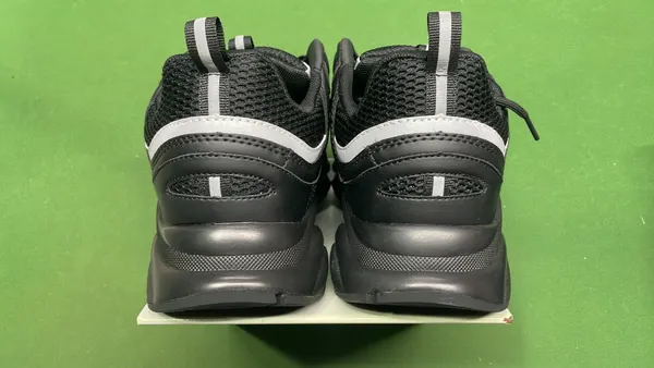 White Mesh Chunky Sneakers With Blue Outsole — warehouse QC photo 3