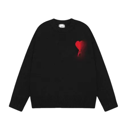 Black Knit Sweater With Red Heart Motif — merchant catalogue photo