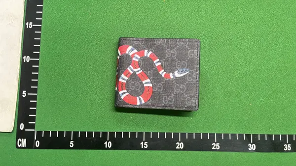 Monogram Print Bifold Wallet With Snake Graphic — warehouse QC photo 1