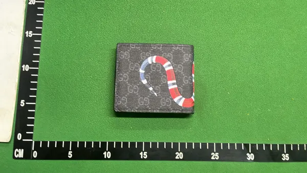 Monogram Print Bifold Wallet With Snake Graphic — warehouse QC photo 2
