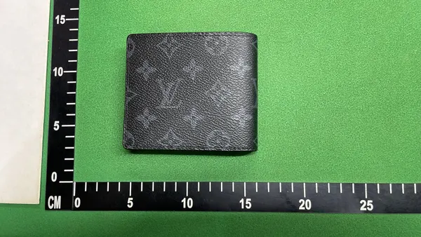 Black Monogram Print Bifold Wallet — warehouse QC photo 2