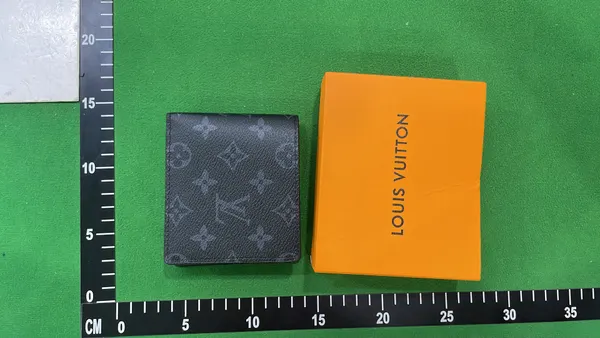 Black Monogram Print Bifold Wallet — warehouse QC photo 6