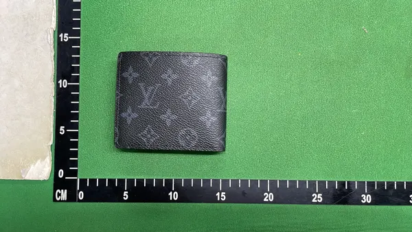 Brown Monogram Print Bifold Wallet (Black) — warehouse QC photo 2