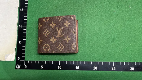 Brown Monogram Print Bifold Wallet (Black) — warehouse QC photo 4