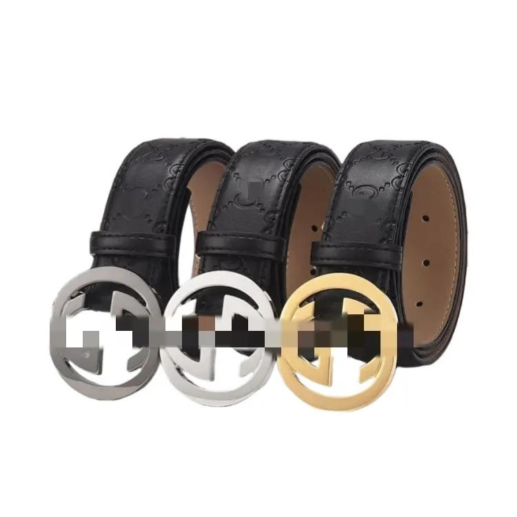 Black Patterned Belt With Interlocking Ring Buckle — merchant catalogue photo