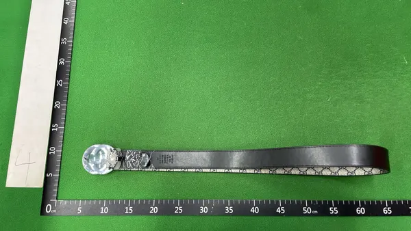 Black Patterned Belt With Interlocking Ring Buckle — warehouse QC photo 2