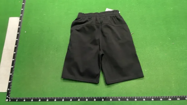 Black Sweat Shorts With Vertical Leg Print — warehouse QC photo 3