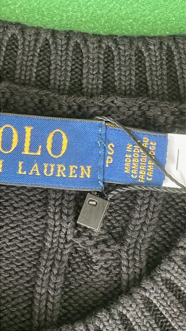 Black Cable Knit Short Sleeve Tee — warehouse QC photo 5