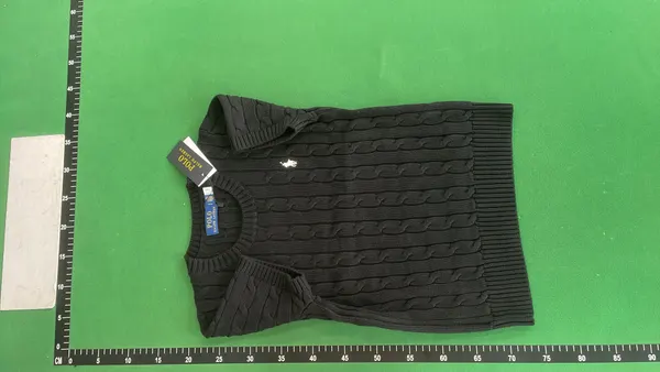 Black Cable Knit Short Sleeve Tee — warehouse QC photo 6