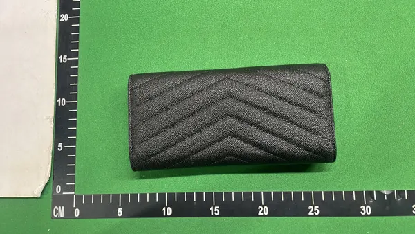 Black Grained Leather Envelope Flap Wallet — warehouse QC photo 2