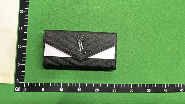 Black Grained Leather Envelope Flap Wallet — warehouse QC photo 4