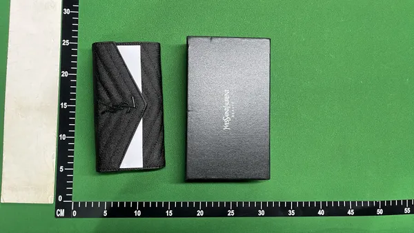 Black Grained Leather Envelope Flap Wallet — warehouse QC photo 6
