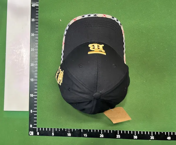Black Baseball Cap With Check-Trim Brim — warehouse QC photo 2