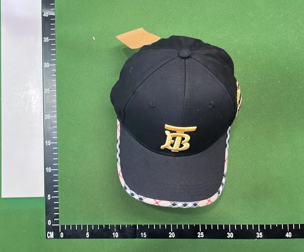 Black Baseball Cap With Check-Trim Brim (Red) — warehouse QC photo 1