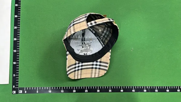 Black Baseball Cap With Check-Trim Brim (Black) — warehouse QC photo 6