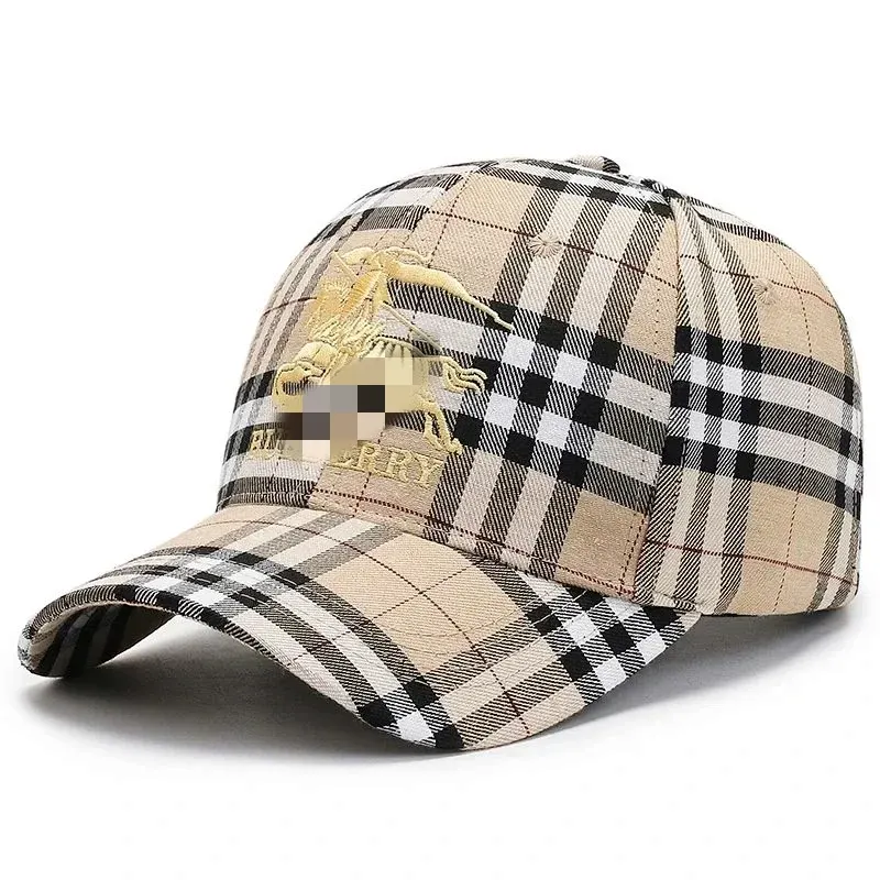 Black Baseball Cap With Check-Trim Brim (Khaki) — merchant catalogue photo