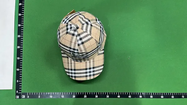 Black Baseball Cap With Check-Trim Brim (Khaki) — warehouse QC photo 4