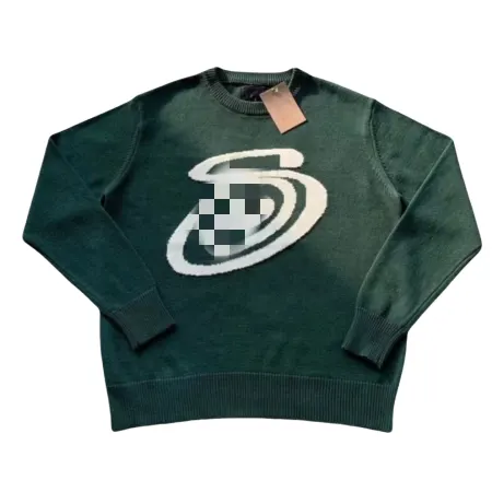 Dark Green Knit Crewneck Logo Sweater — merchant catalogue photo