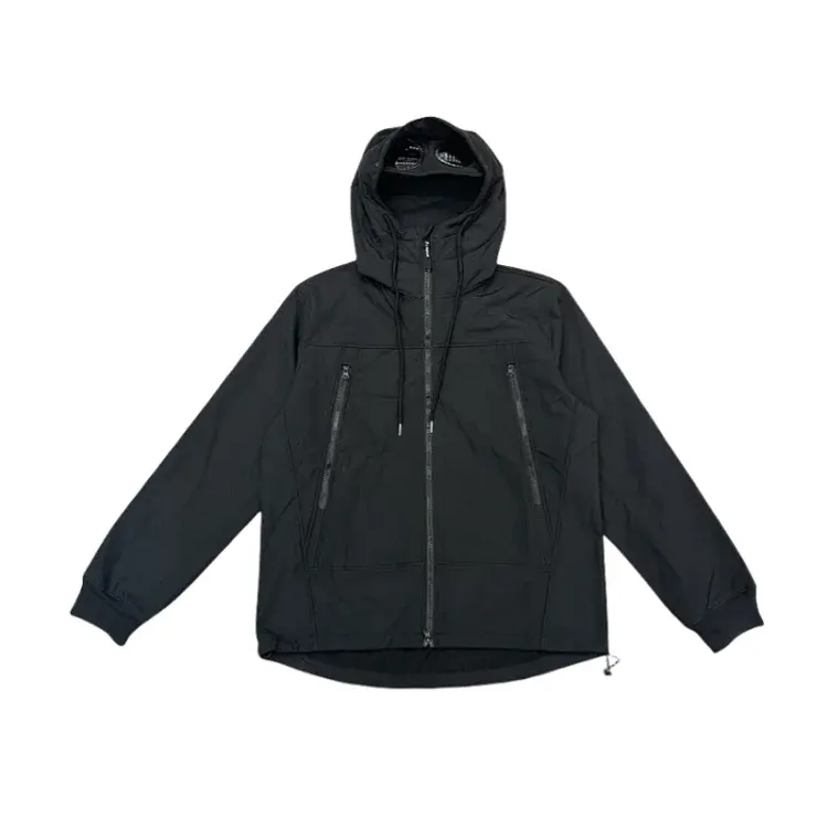 Black Hooded Shell Jacket With Zip Pockets — merchant catalogue photo
