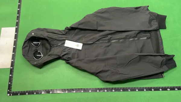 Black Hooded Shell Jacket With Zip Pockets — warehouse QC photo 2